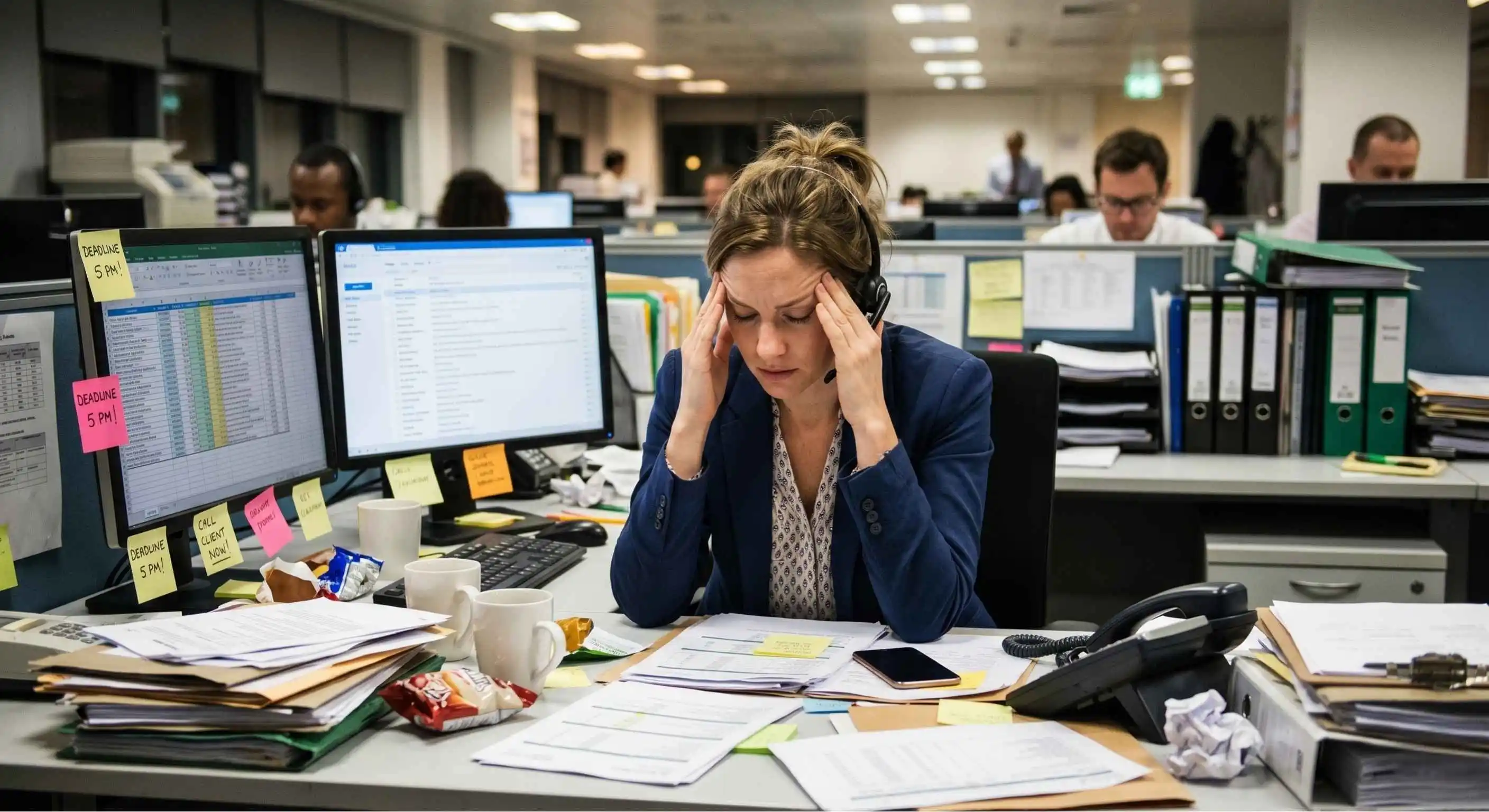 Überquellendes Postfach und Büro-Stress