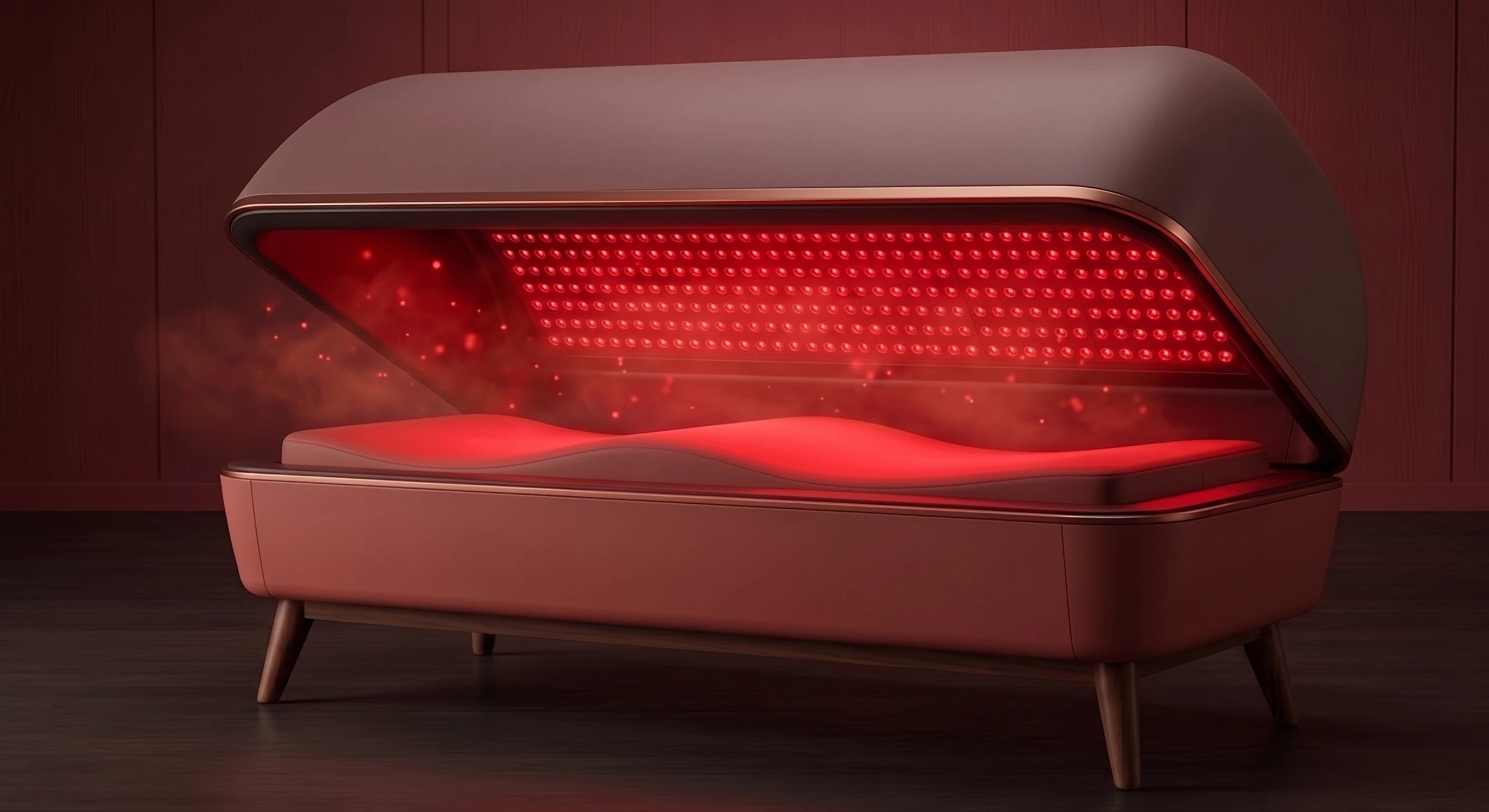 Symbolbild: Rotlicht - Mitochondrien-Illustration, die rotes Licht absorbiert (Photobiomodulation).