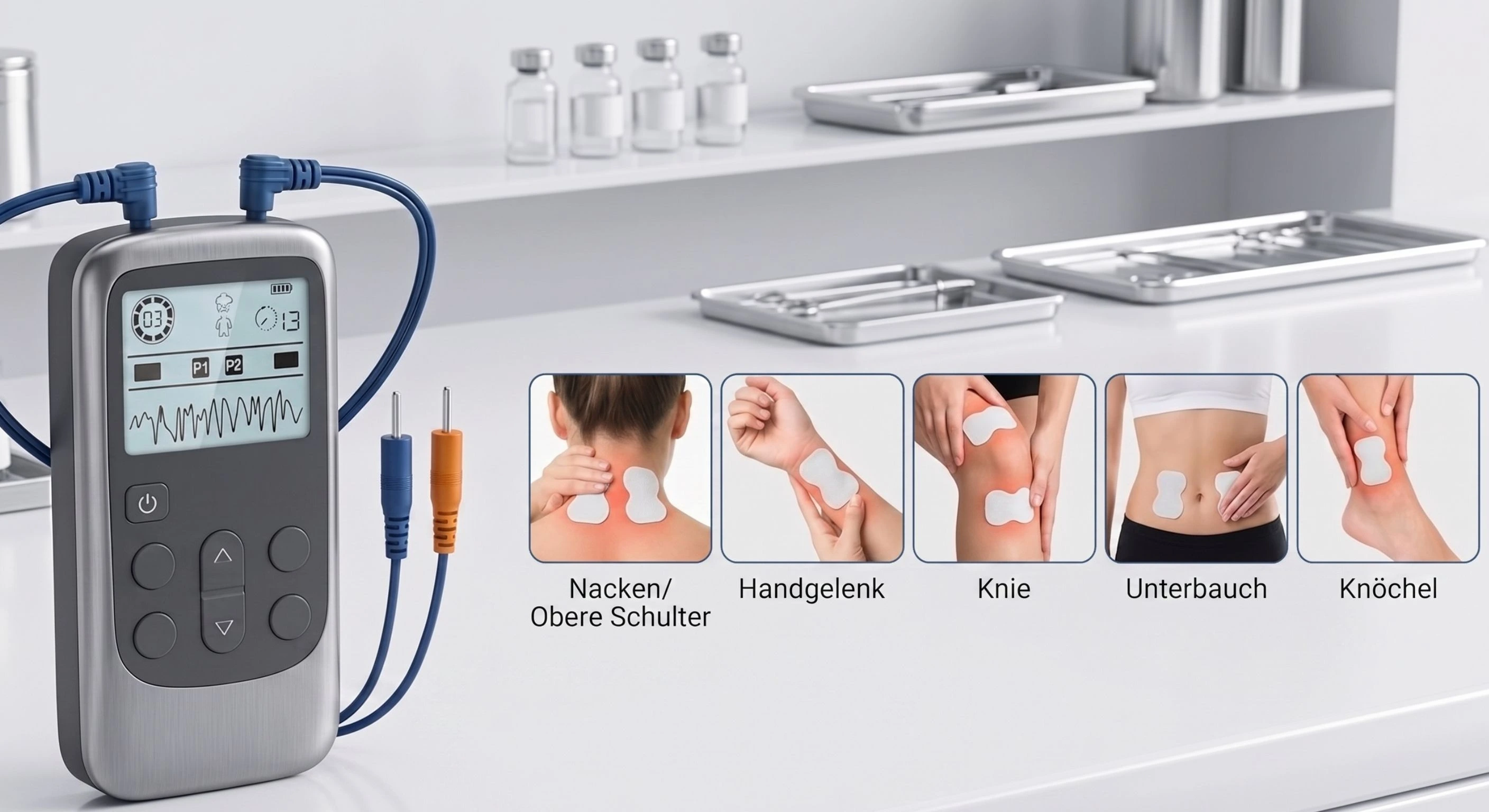 Symbolbild: TENS / Vagus - Abstraktes Nervensystem / Vagusnerv mit feinen, beruhigenden elektrischen Impulsen.